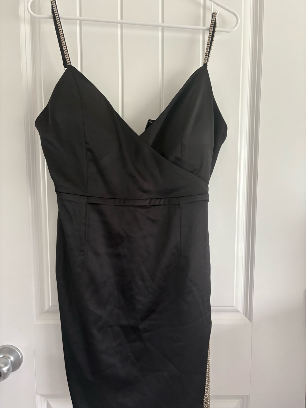 Fashion Nova Black Strapless Bodycon Dress with Embellished Straps
